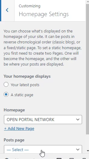 The setting for posts page determine on which page your Word blog entries are listed.