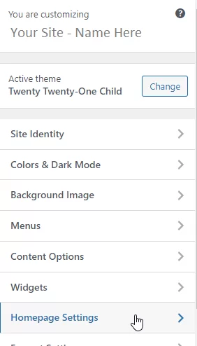 Set your WordPress blog page by opening homepage settings.